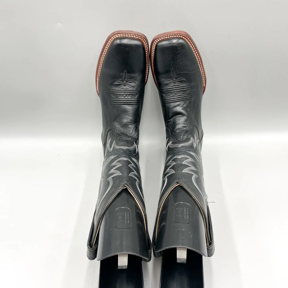 Shyanne Womens 8.5B Black Leather Square Toe Western Cowboy Ranch Rodeo Country